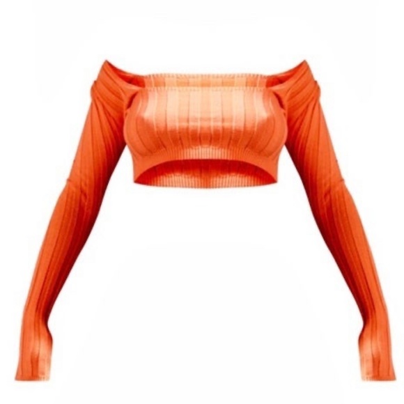 NEW Pretty Little Thing Orange Skirt/Crop Top set - Picture 4 of 5